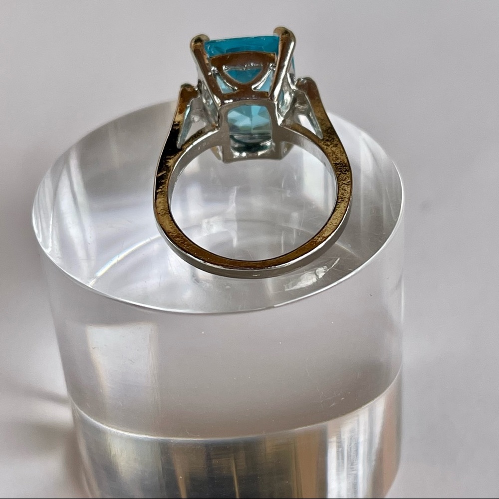 🎉HP🎉16.42CT Natural Aquamarine S925 silver & white topaz pavé setting ring - Picture 5 of 6